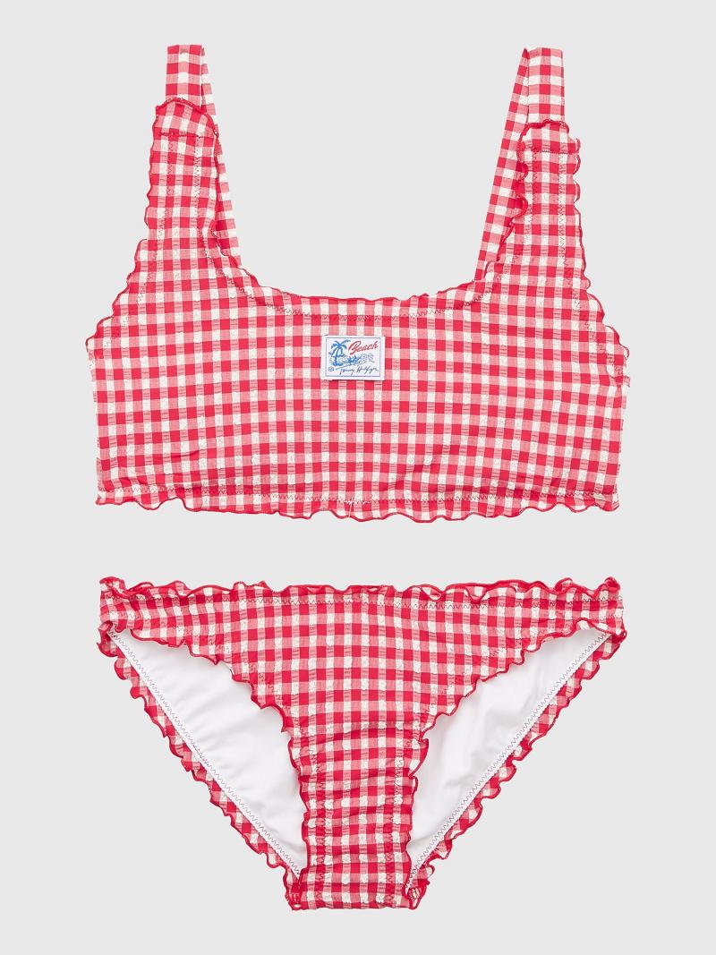 Lány Tommy Hilfiger Gingham Bralette Set Úszóruhák Piros | HU 1904ILH